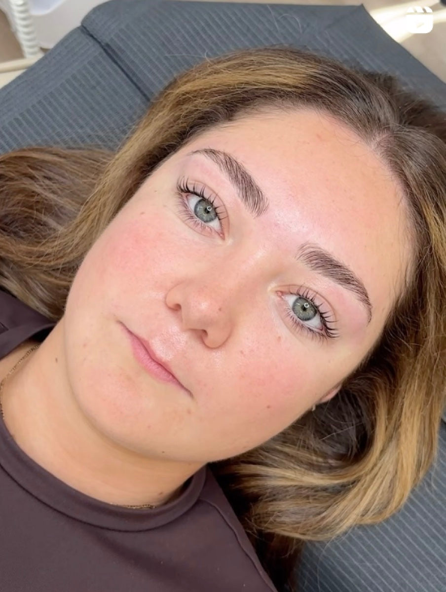 A client's brows and lashes after a lamination and lift